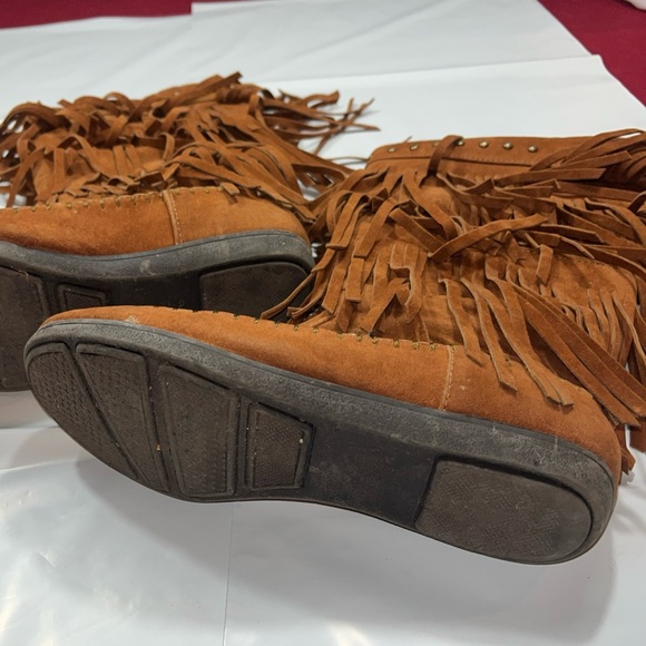 Rampage boho BROWN suede long fringe BOOTS RAM-CAMBRA womens 7M, Moccasin WS1140 - Picture 14 of 16